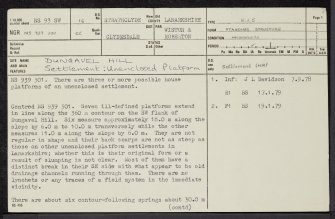 Dungavel Hill, NS93SW 16, Ordnance Survey index card, page number 1, Recto