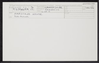 Carstairs House, Ice House, NS94SW 25, Ordnance Survey index card, Recto