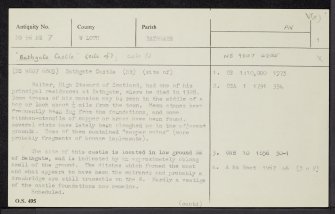 Bathgate Castle, NS96NE 7, Ordnance Survey index card, page number 1, Recto