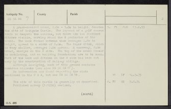 Bathgate Castle, NS96NE 7, Ordnance Survey index card, page number 2, Verso