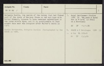 Bathgate Castle, NS96NE 7, Ordnance Survey index card, page number 3, Recto