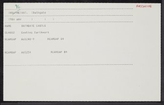 Bathgate Castle, NS96NE 7, Ordnance Survey index card, Recto