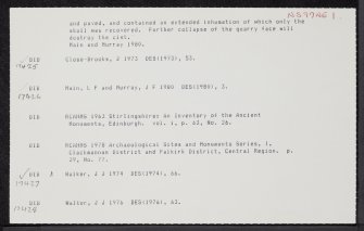 Avonglen Quarry, Polmont, NS97NE 1, Ordnance Survey index card, Verso