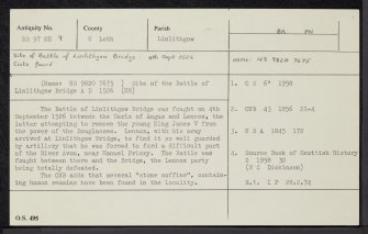 Linlithgow Bridge, NS97NE 9, Ordnance Survey index card, Recto