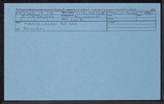 Manuel Nunnery, NS97NE 19, Ordnance Survey index card, Recto