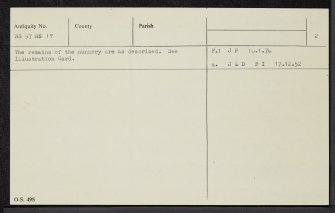 Manuel Nunnery, NS97NE 19, Ordnance Survey index card, page number 2, Verso