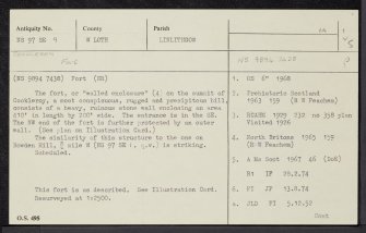 Cockleroy, NS97SE 9, Ordnance Survey index card, page number 1, Recto