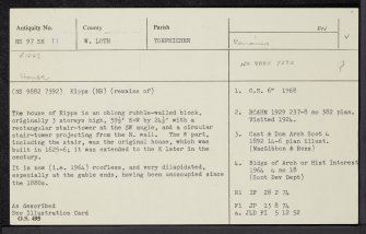 Kipps, NS97SE 11, Ordnance Survey index card, Recto