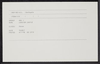 Couston Castle, NS97SE 21, Ordnance Survey index card, Recto