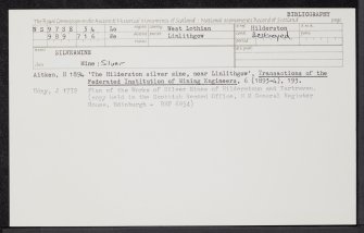 Silvermine, NS97SE 34, Ordnance Survey index card, Recto