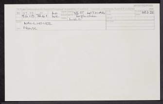 Wallhouse, NS97SE 41, Ordnance Survey index card, Recto