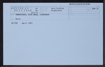 Torphichen, High Brae, Viewforth, NS97SE 65, Ordnance Survey index card, Recto