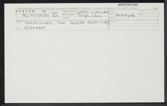 Torphichen, The Square, 1, 2, 3 Rock Cottages, NS97SE 71, Ordnance Survey index card, Recto