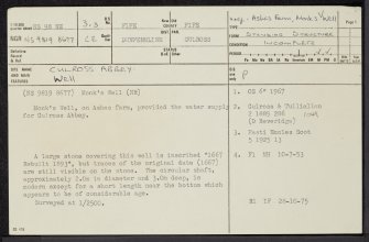 Culross Abbey, NS98NE 3.3, Ordnance Survey index card, page number 1, Recto