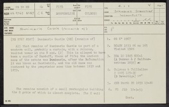 Old Dunimarle Castle, NS98NE 16, Ordnance Survey index card, page number 1, Recto