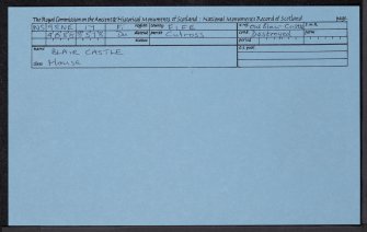 Blair Castle, NS98NE 17, Ordnance Survey index card, Recto