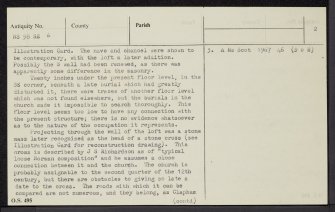 Bo'Ness, Kinneil, Old Kinneil Kirk, NS98SE 6, Ordnance Survey index card, page number 2, Verso