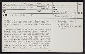 Kinneil, NS98SE 15, Ordnance Survey index card, page number 1, Recto