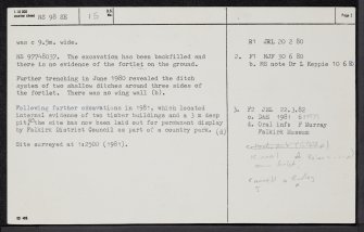 Kinneil, NS98SE 15, Ordnance Survey index card, page number 2, Verso