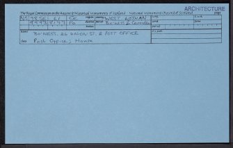 Bo'Ness, 26 East Pier Street, Post Office, NS98SE 61, Ordnance Survey index card, Recto