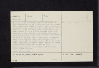 Auchen Castle, NT00SE 3, Ordnance Survey index card, page number 2, Verso