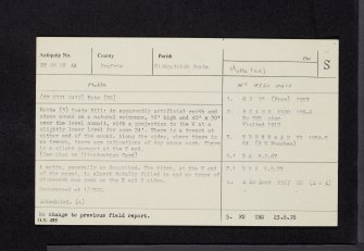 Coats Hill, NT00SE 12, Ordnance Survey index card, Recto