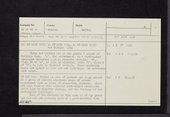 Urchin Knowe, NT01SW 4, Ordnance Survey index card, page number 1, Recto