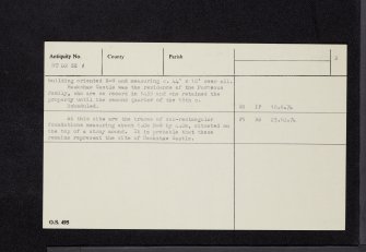 Hawkshaw Castle, NT02SE 1, Ordnance Survey index card, page number 2, Verso