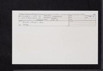 Biggar, Cadger's Brig, NT03NW 18, Ordnance Survey index card, Recto