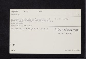 Biggar, NT03NW 19, Ordnance Survey index card, page number 2, Verso
