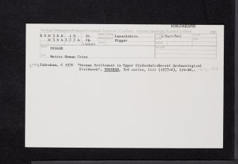 Biggar, NT03NW 19, Ordnance Survey index card, Recto