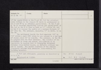 Mitchelhill Rings, NT03SE 14, Ordnance Survey index card, page number 2, Verso