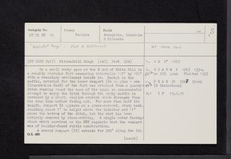 Mitchelhill Rings, NT03SE 14, Ordnance Survey index card, page number 1, Recto