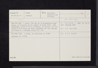 Brown Hill, NT03SE 22, Ordnance Survey index card, Recto