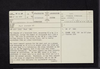 Culterpark Hill, NT03SW 18, Ordnance Survey index card, page number 1, Recto