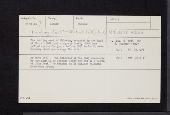 Walston Mansion, NT04NE 7, Ordnance Survey index card, Recto