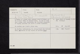 Borland Mill, NT04NE 11, Ordnance Survey index card, Recto