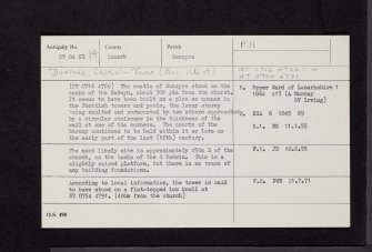 Dunsyre Castle, NT04NE 14, Ordnance Survey index card, Recto