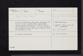 Dunsyre Hill, NT04NE 28, Ordnance Survey index card, Recto