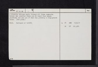 Castlehill, Candybank, NT04SE 4, Ordnance Survey index card, page number 2, Verso