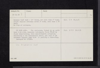 Bowmuir, NT04SW 1, Ordnance Survey index card, page number 2, Verso