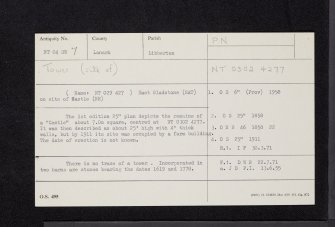 Gladstone, NT04SW 7, Ordnance Survey index card, Recto