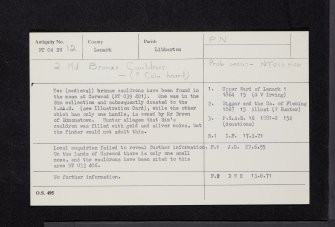 Carwood, NT04SW 12, Ordnance Survey index card, Recto