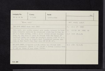 Rose Well, NT06NW 8, Ordnance Survey index card, Recto