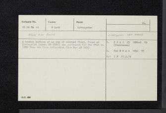 Livingston, NT06NW 12, Ordnance Survey index card, Recto