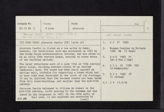 Abercorn Castle, NT07NE 2, Ordnance Survey index card, page number 1, Recto