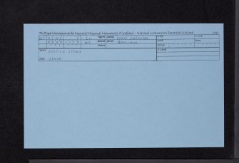 Hopetoun Wood, Justice Stone, NT07NE 7, Ordnance Survey index card, Recto