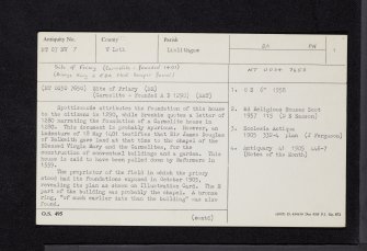 Linlithgow, Carmelite Friary, NT07NW 7, Ordnance Survey index card, page number 1, Recto