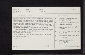 Uphall Church And Burial-Ground, NT07SE 4, Ordnance Survey index card, page number 1, Recto