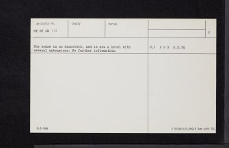 Houstoun House, NT07SE 10, Ordnance Survey index card, page number 2, Verso